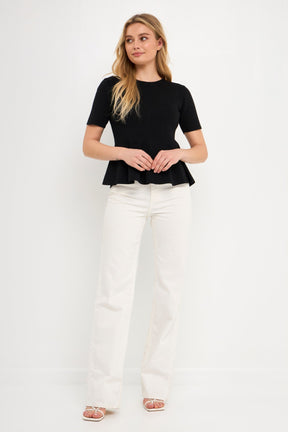 ENDLESS ROSE - Flare Detail Knit Top - TOPS available at Objectrare