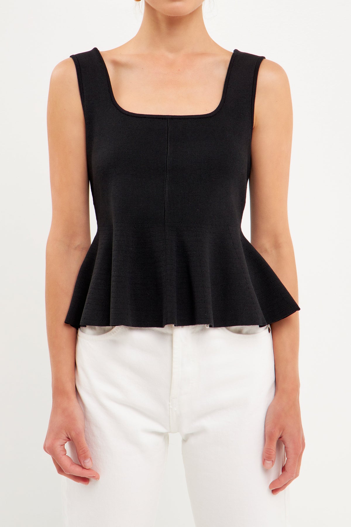 ENDLESS ROSE - Flare Detail Knit Tank Top - TOPS available at Objectrare
