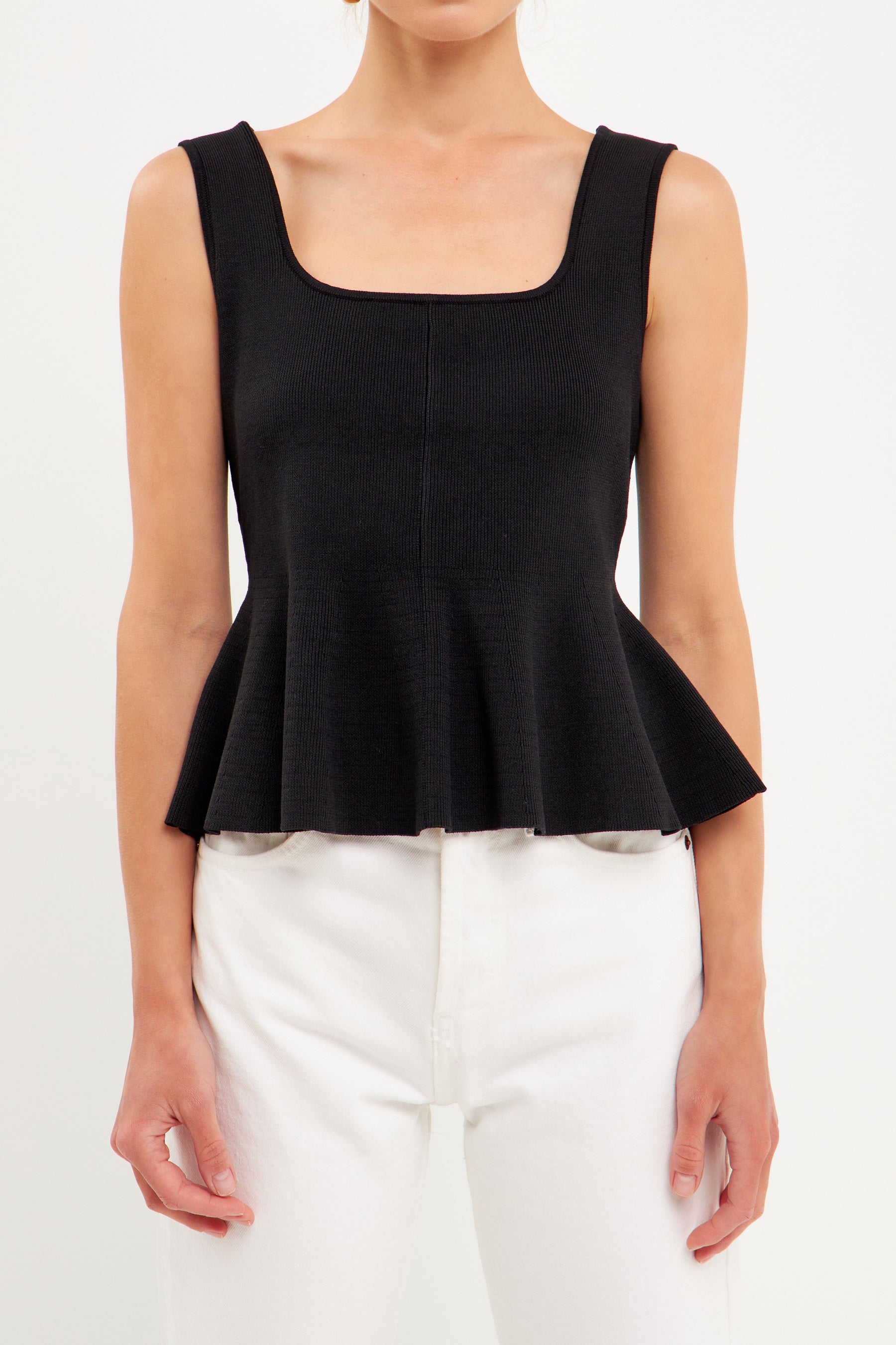 ENDLESS ROSE - Flare Detail Knit Tank Top - TOPS available at Objectrare