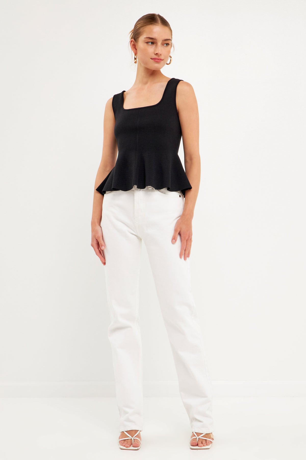 ENDLESS ROSE - Flare Detail Knit Tank Top - TOPS available at Objectrare