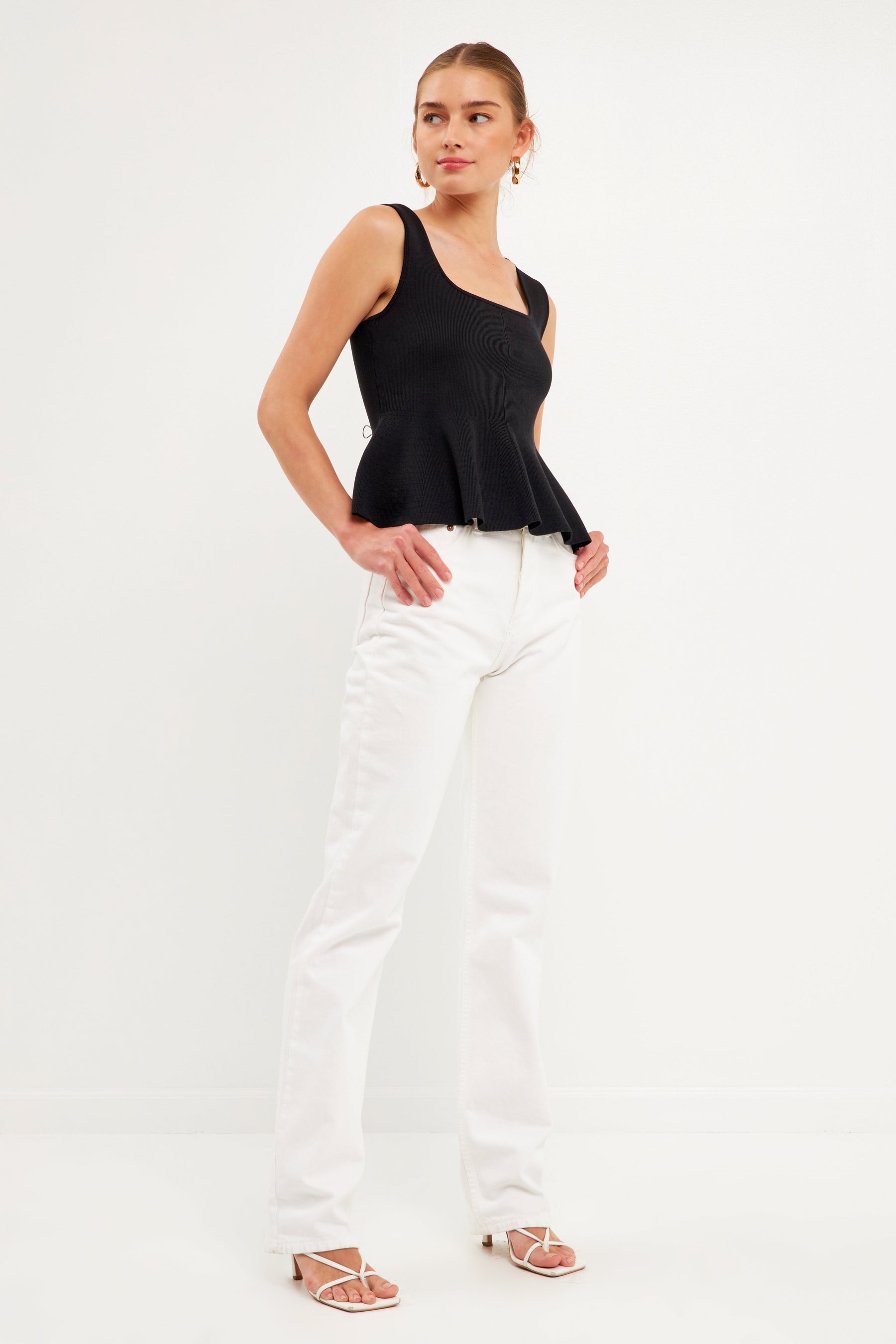 ENDLESS ROSE - Flare Detail Knit Tank Top - TOPS available at Objectrare