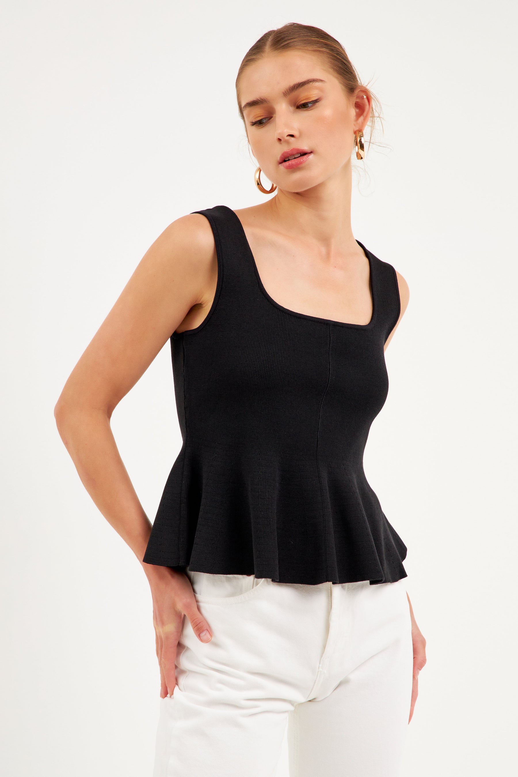 ENDLESS ROSE - Flare Detail Knit Tank Top - TOPS available at Objectrare