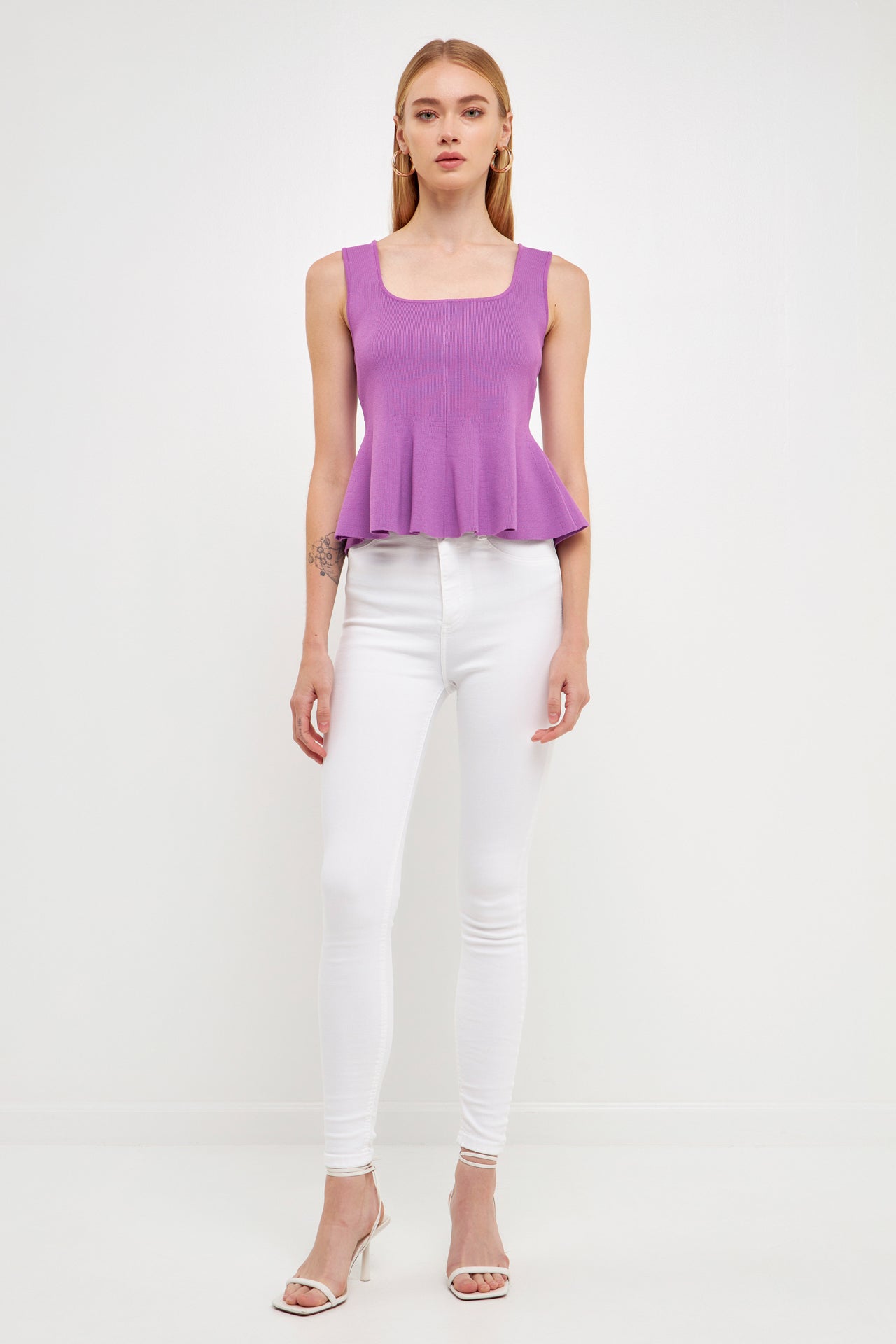 ENDLESS ROSE - Flare Detail Knit Tank Top - TOPS available at Objectrare