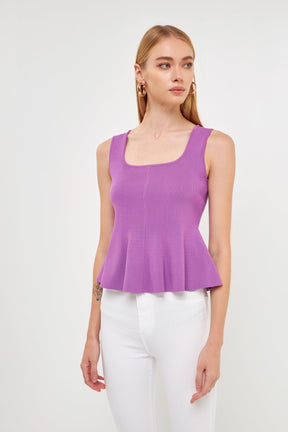 ENDLESS ROSE - Flare Detail Knit Tank Top - TOPS available at Objectrare
