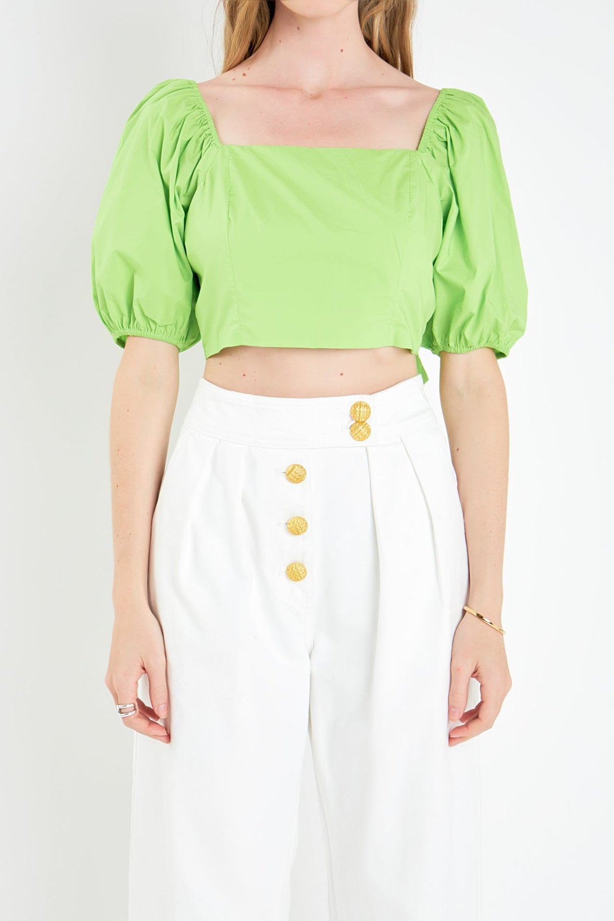 ENGLISH FACTORY - English Factory - Puff Sleeve Top with Back Bow - TOPS available at Objectrare