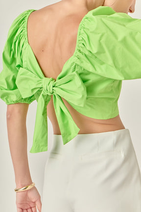 ENGLISH FACTORY - Puff Sleeve Top with Back Bow - TOPS available at Objectrare