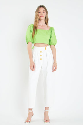 ENGLISH FACTORY - English Factory - Puff Sleeve Top with Back Bow - TOPS available at Objectrare