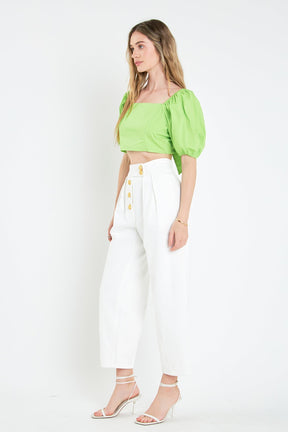 ENGLISH FACTORY - English Factory - Puff Sleeve Top with Back Bow - TOPS available at Objectrare