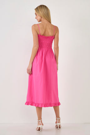 ENGLISH FACTORY - Smocking With Knot Detail Midi Dress - DRESSES available at Objectrare