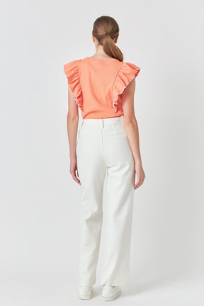 ENGLISH FACTORY - English Factory - Contrast Merrow Detail Ruffled Knit Top - TOPS available at Objectrare