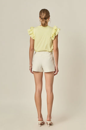 ENGLISH FACTORY - Mixed Media Ruffle Detail T-shirt - T-SHIRTS available at Objectrare