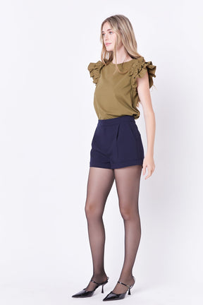 ENGLISH FACTORY - Mixed Media Ruffle Detail T-shirt - T-SHIRTS available at Objectrare
