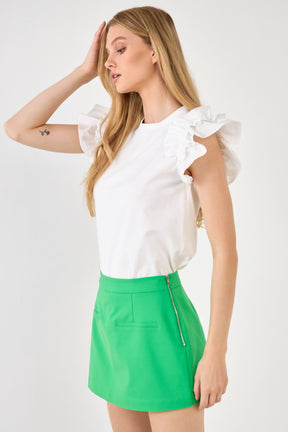 Mixed Media Ruffle Detail T-shirt