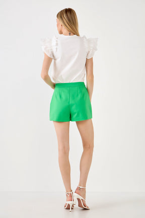 Mixed Media Ruffle Detail T-shirt