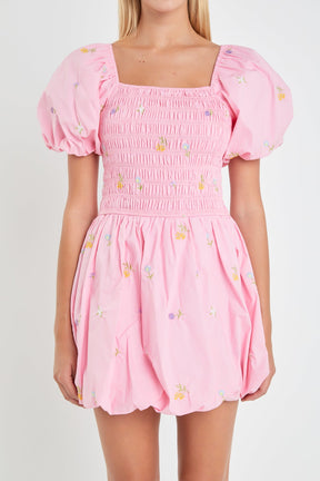 ENGLISH FACTORY - English Factory - Smocked Dress with Balloon Sleeves - DRESSES available at Objectrare