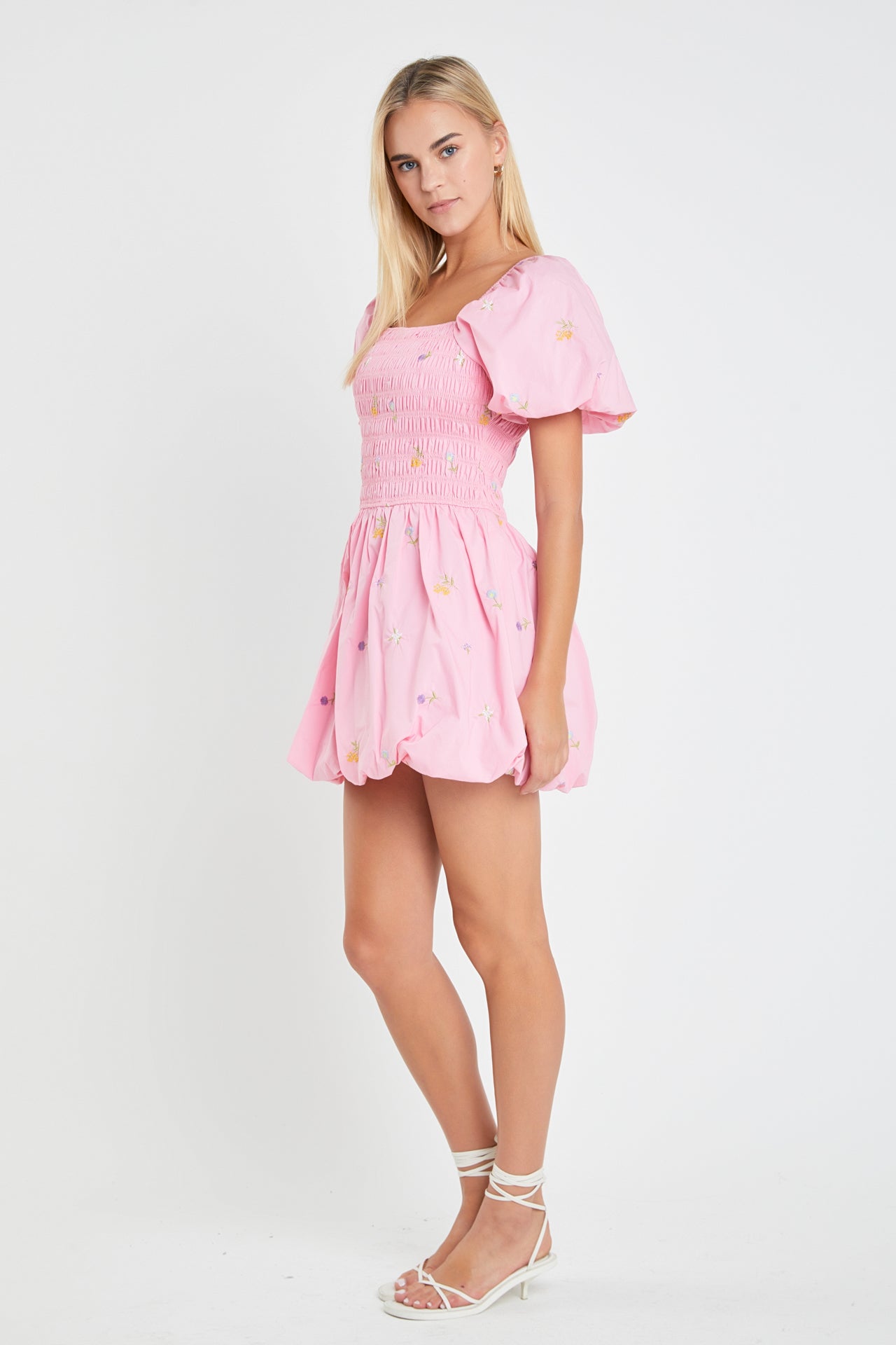 ENGLISH FACTORY - Smocked Dress with Balloon Sleeves - DRESSES available at Objectrare