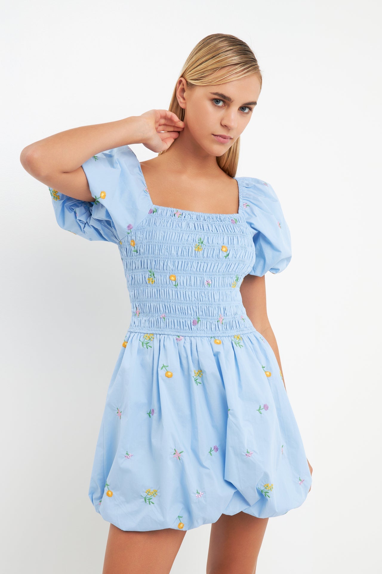 ENGLISH FACTORY - English Factory - Smocked Dress with Balloon Sleeves - DRESSES available at Objectrare