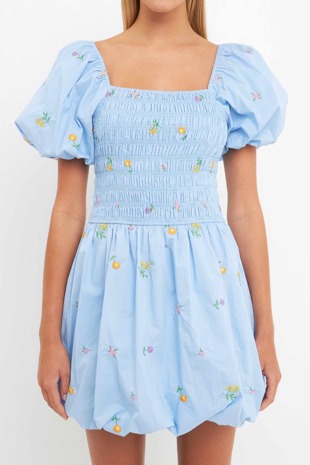 ENGLISH FACTORY - English Factory - Smocked Dress with Balloon Sleeves - DRESSES available at Objectrare