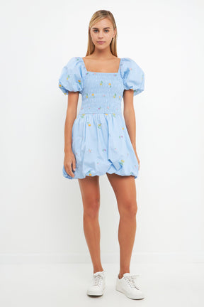 ENGLISH FACTORY - English Factory - Smocked Dress with Balloon Sleeves - DRESSES available at Objectrare