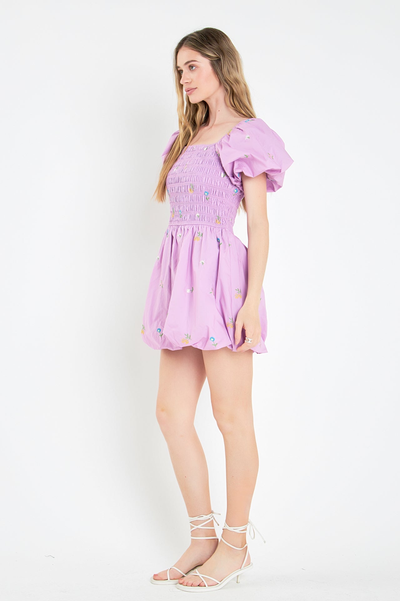 ENGLISH FACTORY - Smocked Dress with Balloon Sleeves - DRESSES available at Objectrare