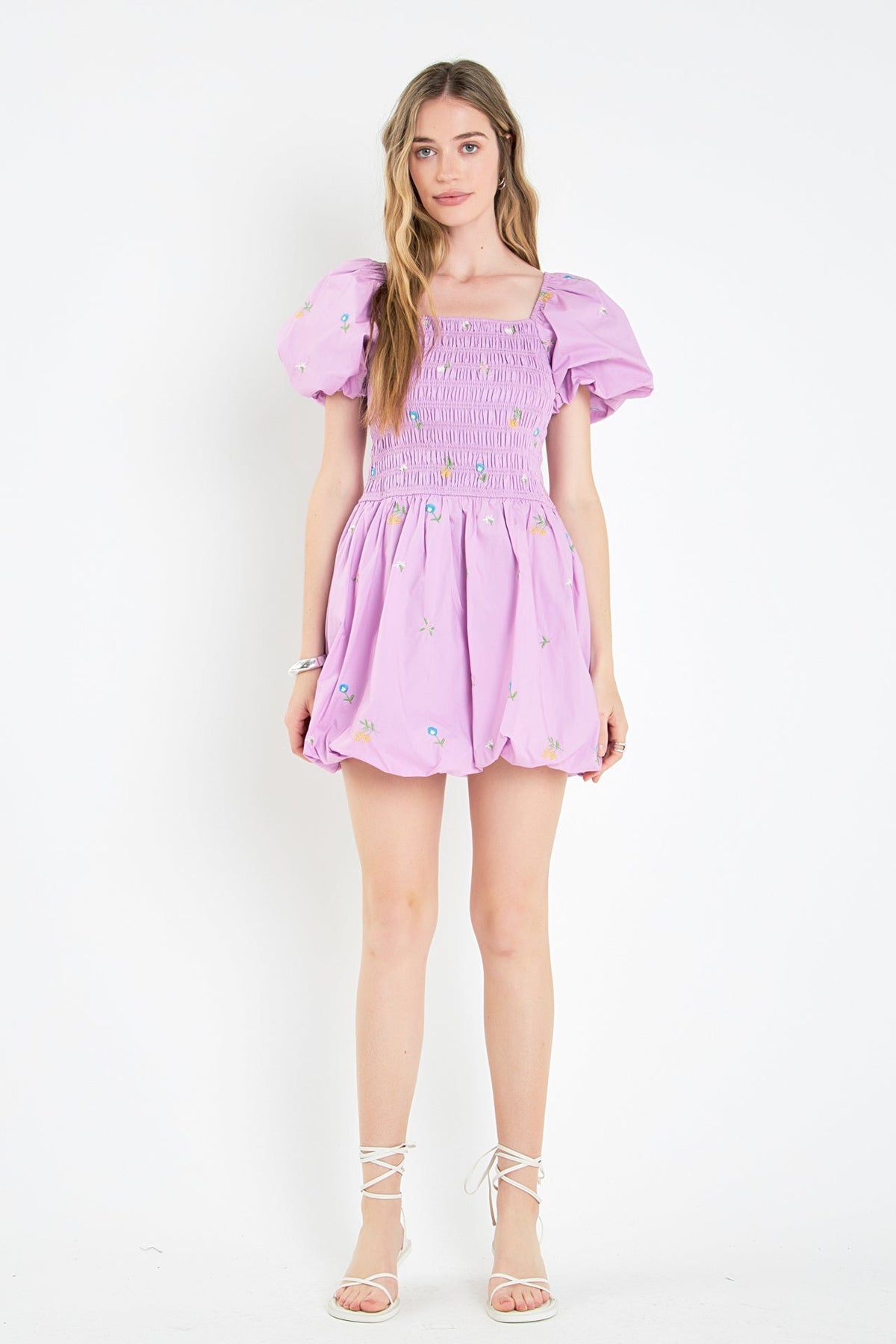 ENGLISH FACTORY - English Factory - Smocked Dress with Balloon Sleeves - DRESSES available at Objectrare