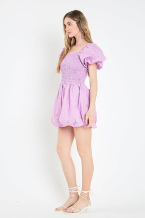 ENGLISH FACTORY - English Factory - Smocked Dress with Balloon Sleeves - DRESSES available at Objectrare