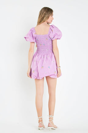 ENGLISH FACTORY - Smocked Dress with Balloon Sleeves - DRESSES available at Objectrare