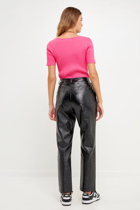 GREY LAB - Cut-out Detail Short Sleeve Knit Top - TOPS available at Objectrare