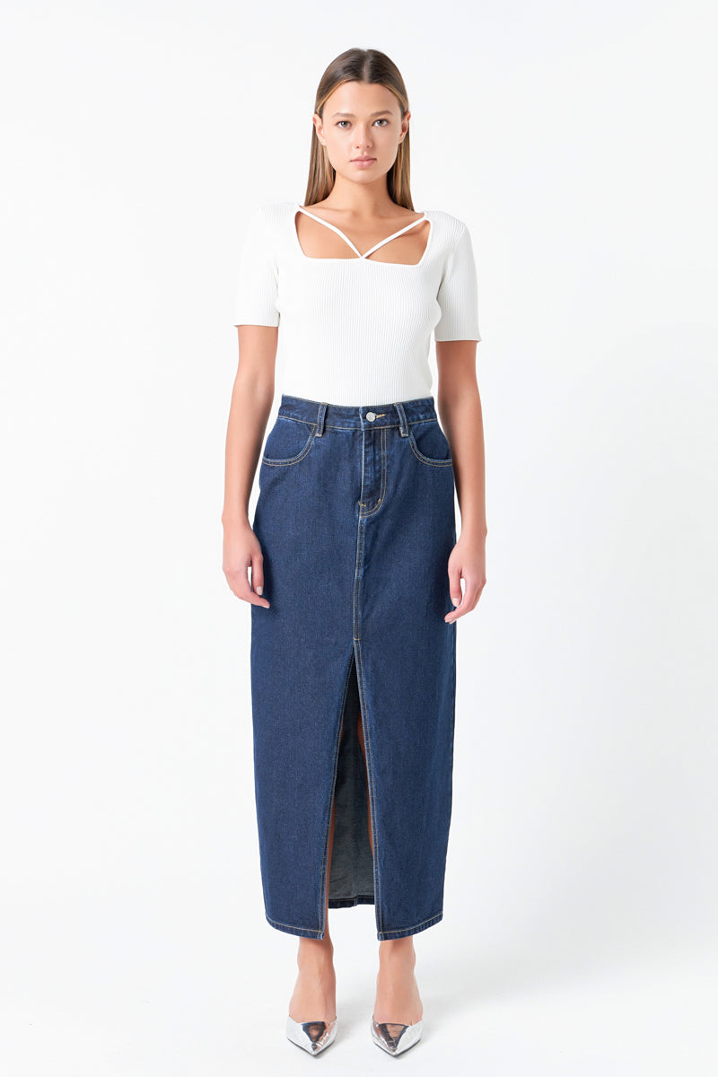 GREY LAB - Cut-out Detail Short Sleeve Knit Top - TOPS available at Objectrare