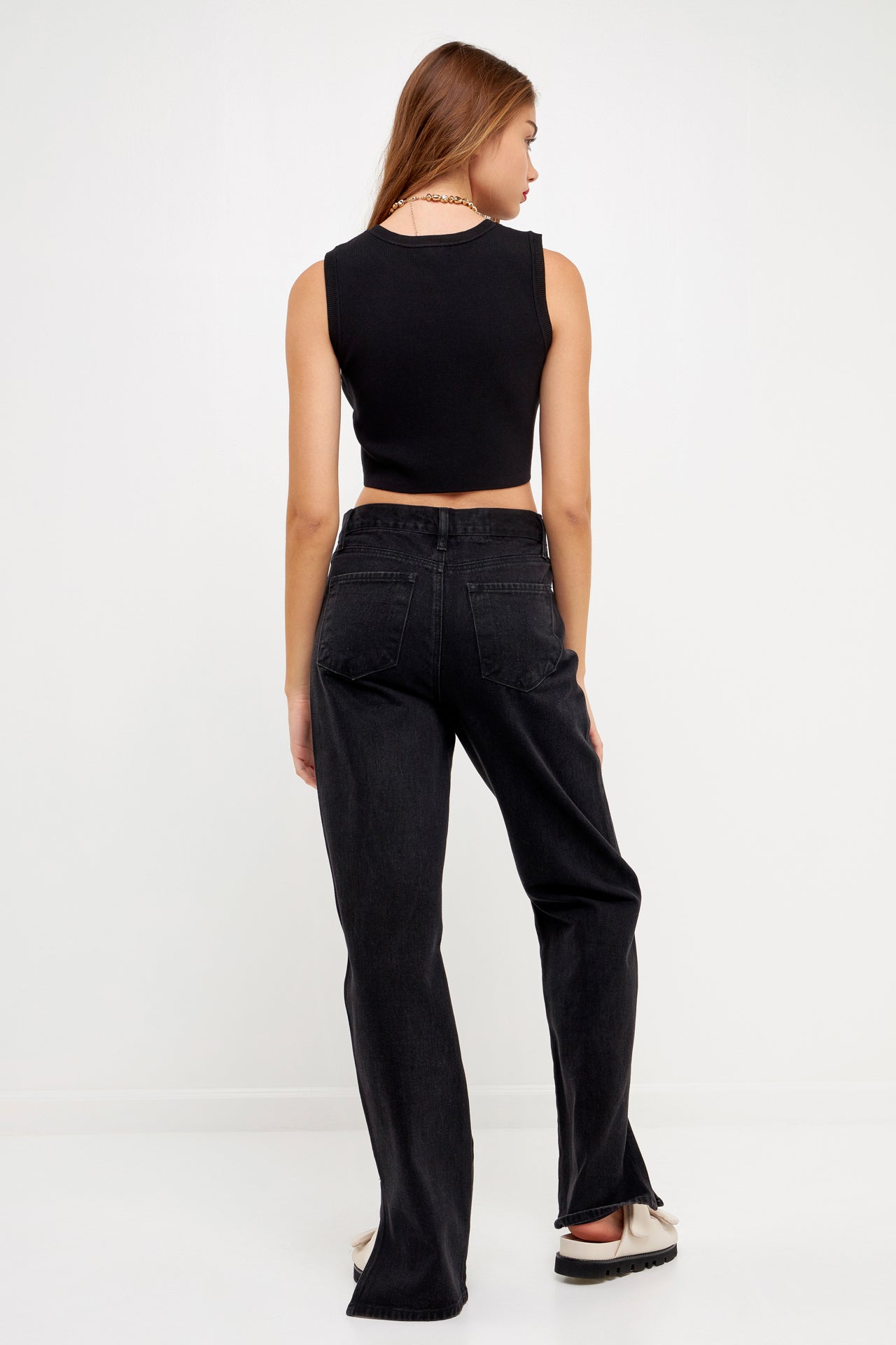 GREY LAB - Knit Crew Neck Cropped Tank Top - CAMI TOPS & TANK available at Objectrare