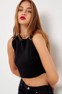 GREY LAB - Knit Crew Neck Cropped Tank Top - CAMI TOPS & TANK available at Objectrare