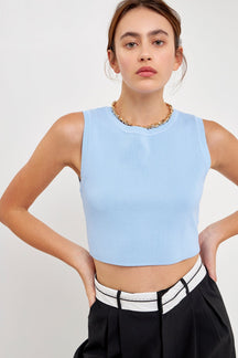 GREY LAB - Knit Crew Neck Cropped Tank Top - CAMI TOPS & TANK available at Objectrare