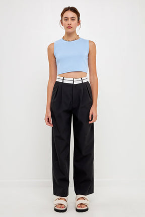 GREY LAB - Knit Crew Neck Cropped Tank Top - CAMI TOPS & TANK available at Objectrare