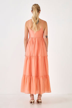 ENDLESS ROSE - Button Detail Tiered Maxi Dress - DRESSES available at Objectrare