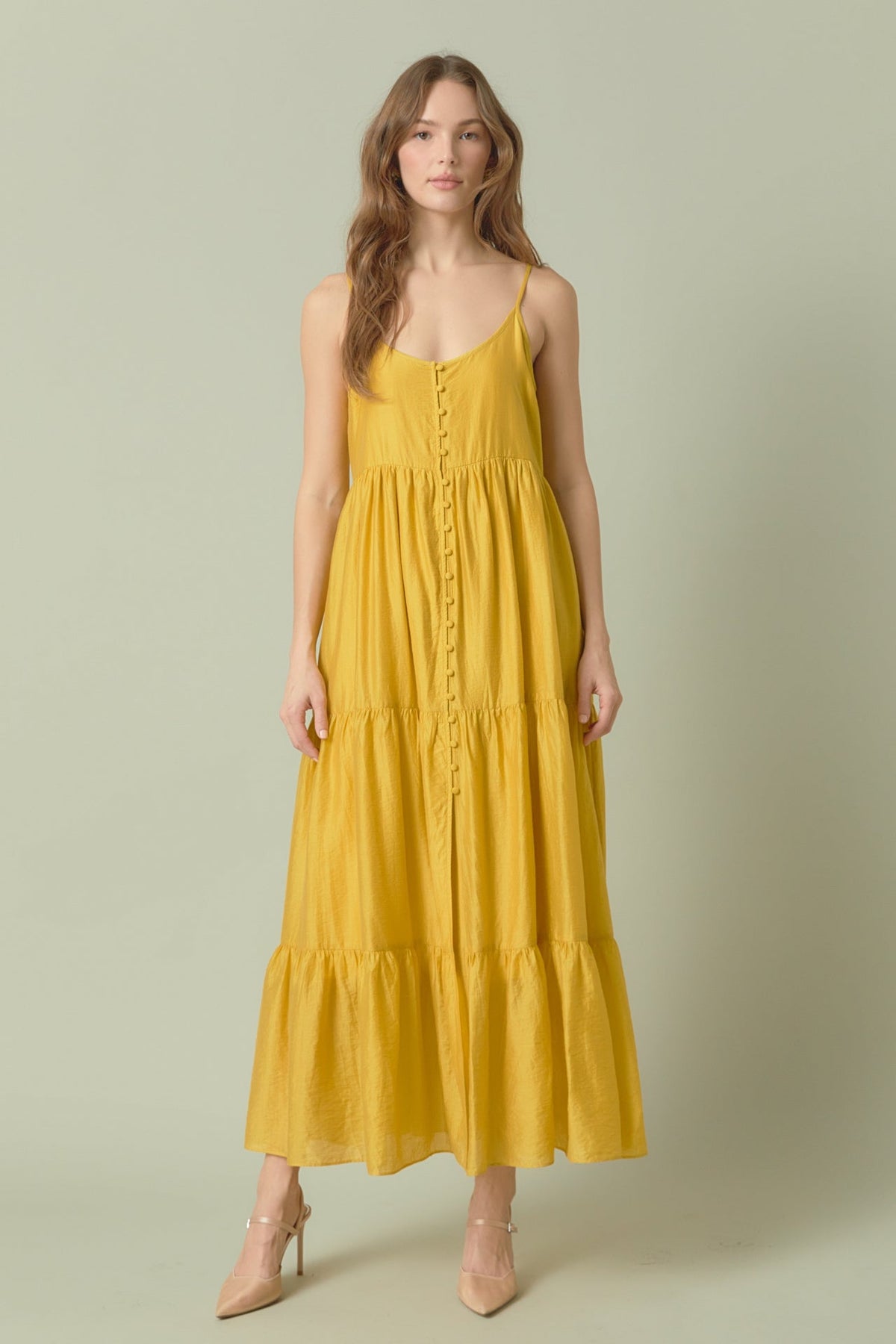 ENDLESS ROSE - Button Detail Tiered Maxi Dress - DRESSES available at Objectrare