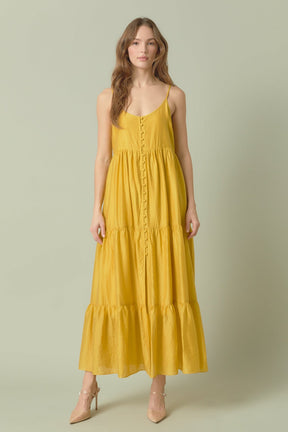 ENDLESS ROSE - Button Detail Tiered Maxi Dress - DRESSES available at Objectrare