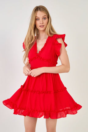 ENDLESS ROSE - Endless Rose - Ruffle Sleeve Mini Dress - DRESSES available at Objectrare