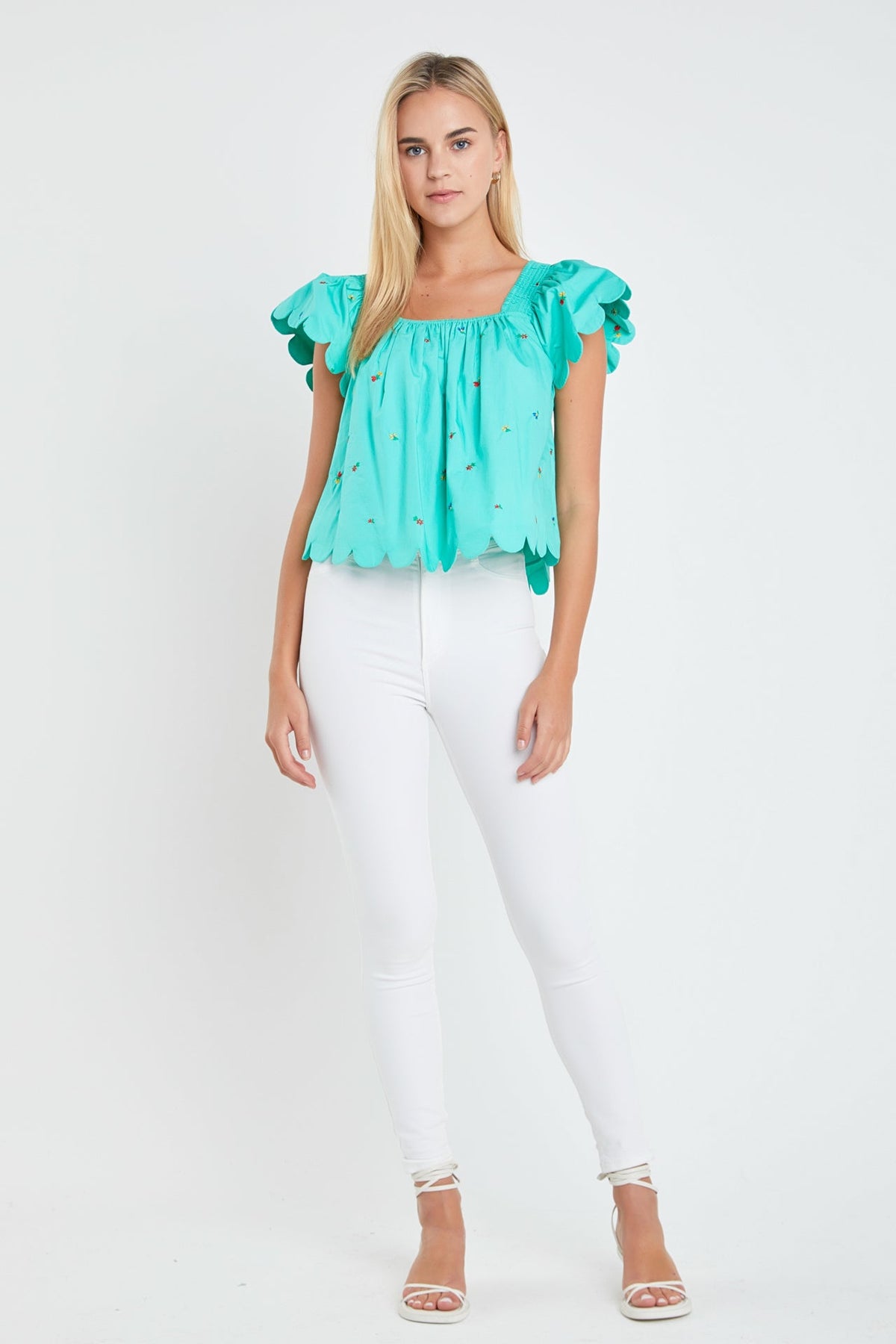 ENGLISH FACTORY - English Factory - Scalloped Hem Ruffle Detail Top - TOPS available at Objectrare