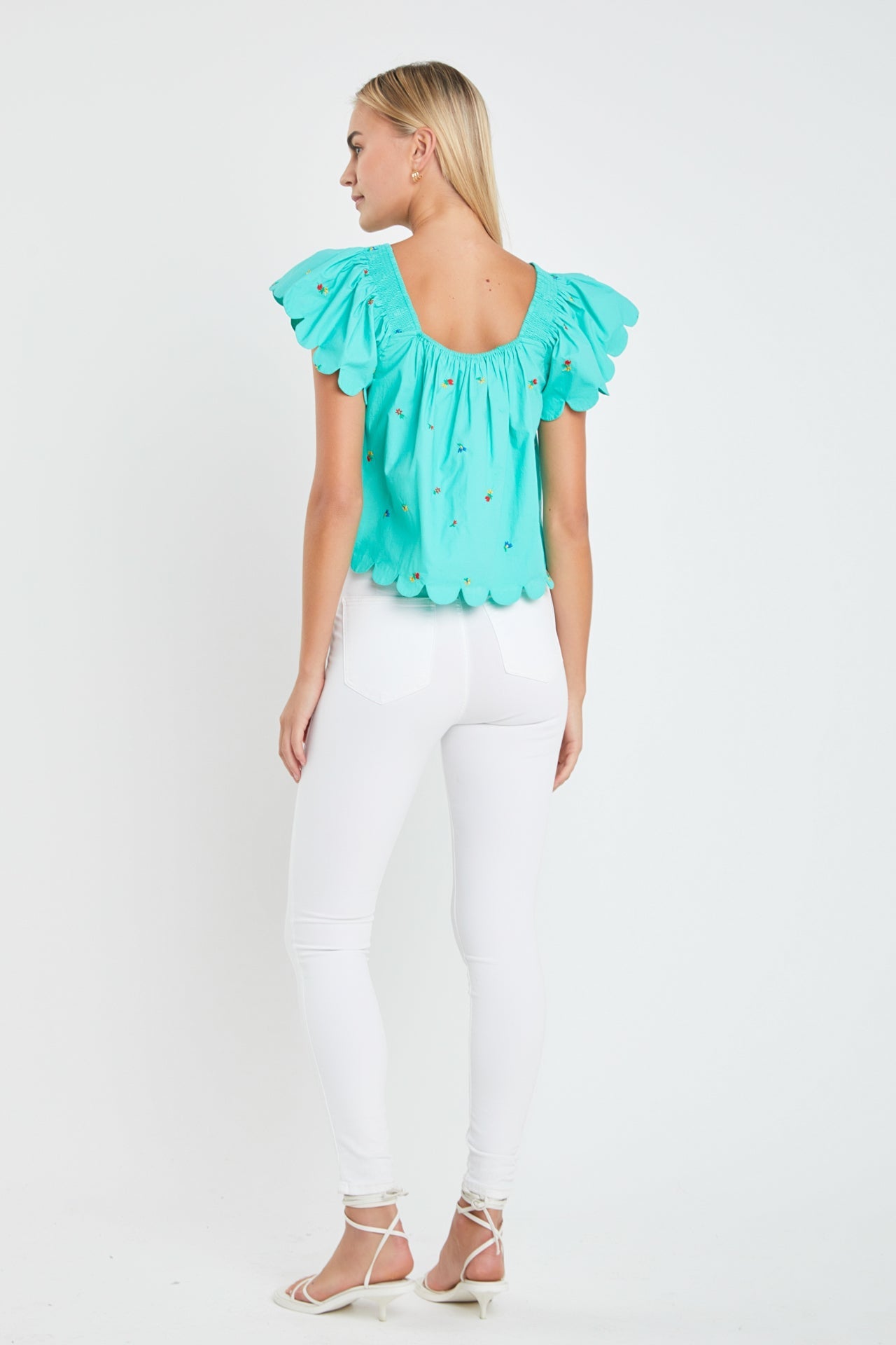 ENGLISH FACTORY - English Factory - Scalloped Hem Ruffle Detail Top - TOPS available at Objectrare