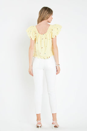 ENGLISH FACTORY - English Factory - Scalloped Hem Ruffle Detail Top - TOPS available at Objectrare