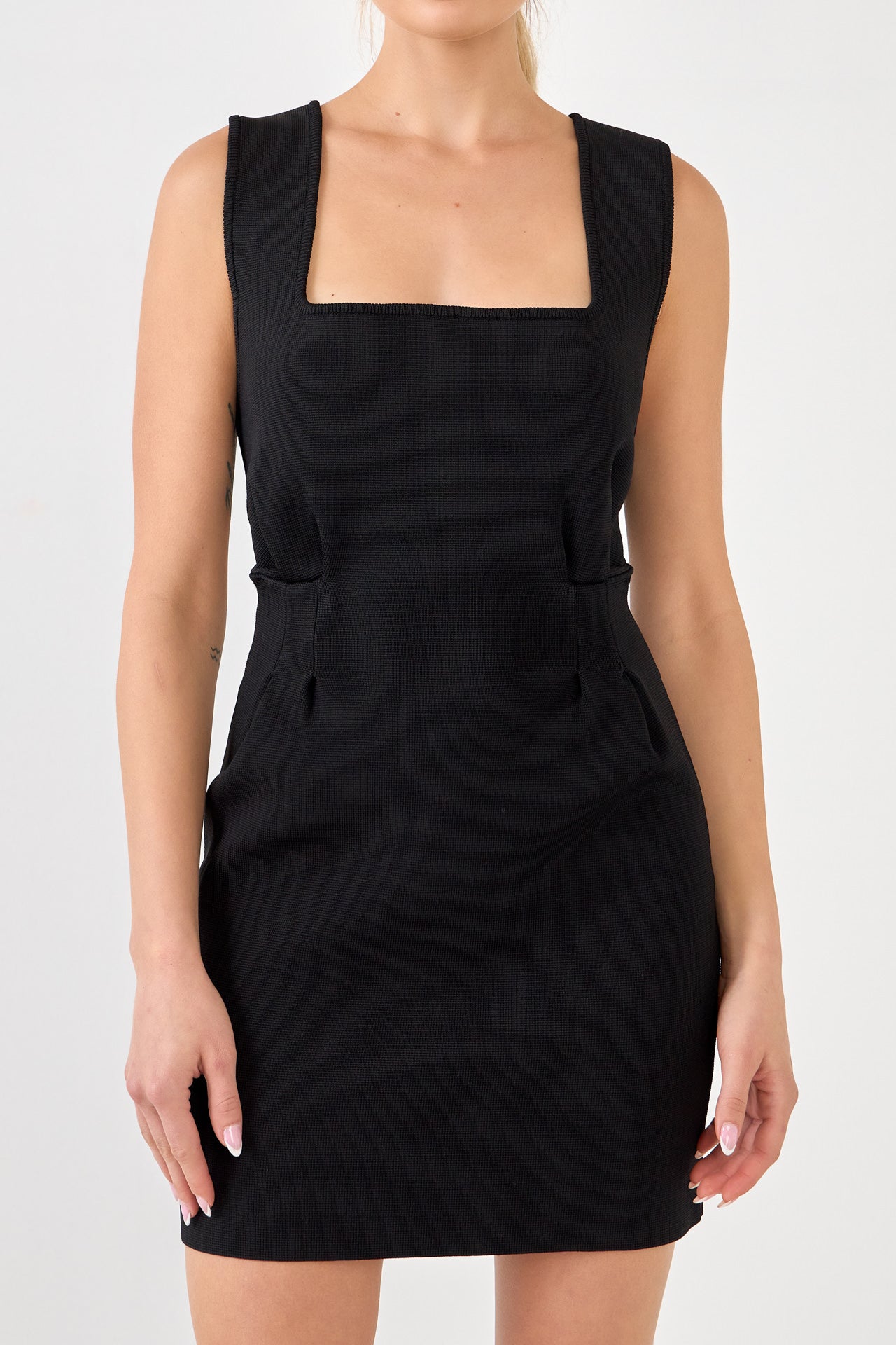 ENDLESS ROSE - Bodycon Knit Dress with Square Neckline - DRESSES available at Objectrare