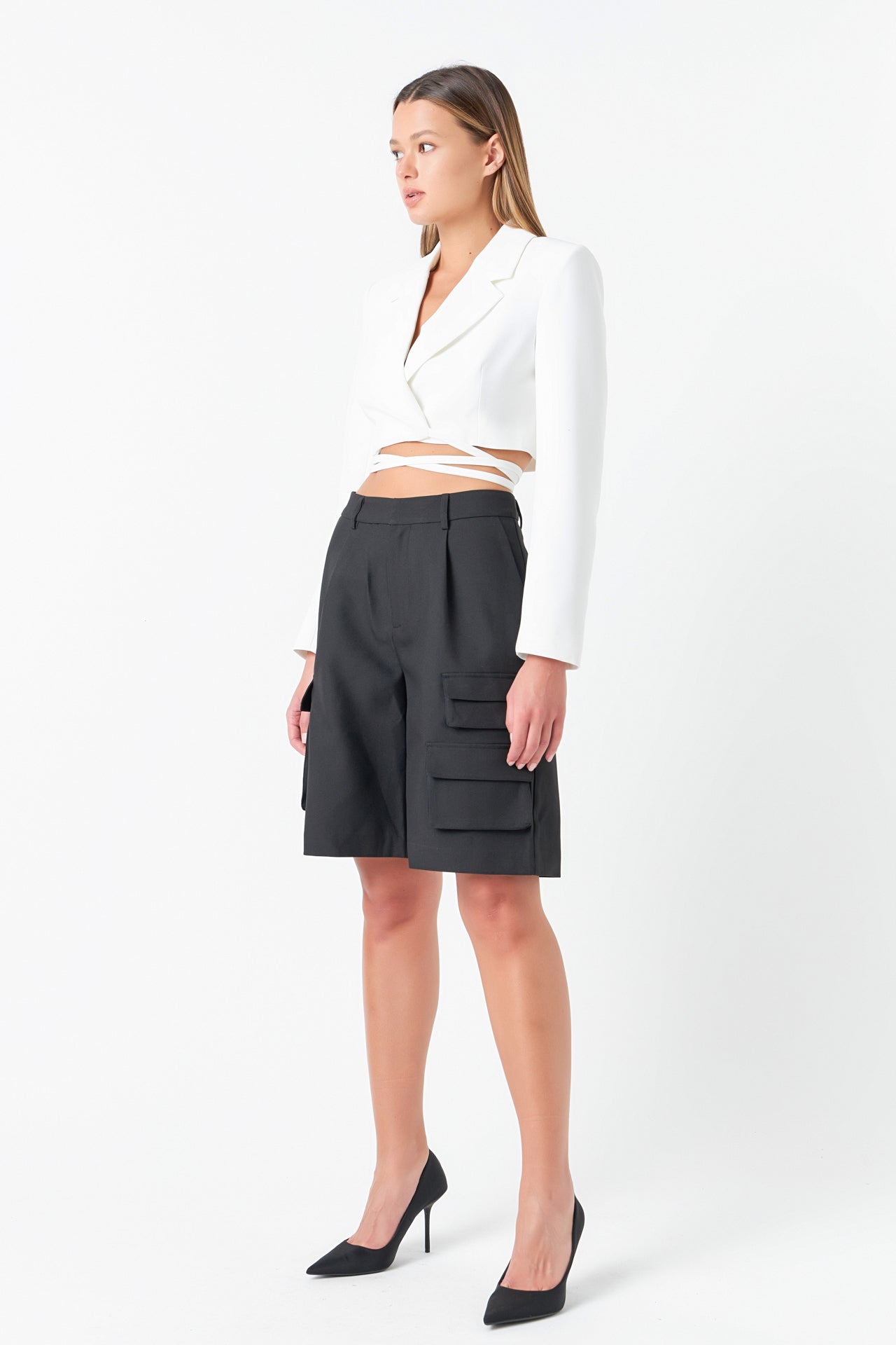 GREY LAB - Cropped Blazer with Tie Detail - BLAZERS available at Objectrare