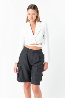 GREY LAB - Grey Lab - Cropped Blazer with Tie Detail - BLAZERS available at Objectrare