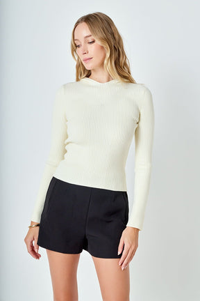 ENDLESS ROSE - Ribbed Detail Hoodie Sweater - SWEATERS & KNITS available at Objectrare