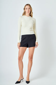 ENDLESS ROSE - Ribbed Detail Hoodie Sweater - SWEATERS & KNITS available at Objectrare