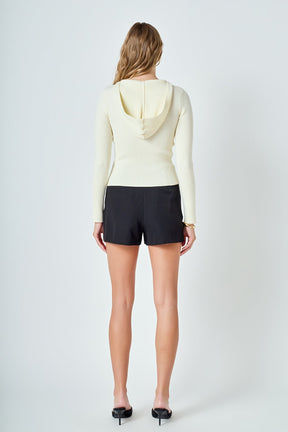 ENDLESS ROSE - Ribbed Detail Hoodie Sweater - SWEATERS & KNITS available at Objectrare