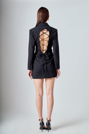 ENDLESS ROSE - Collared Dress with Open Back Detail - DRESSES available at Objectrare