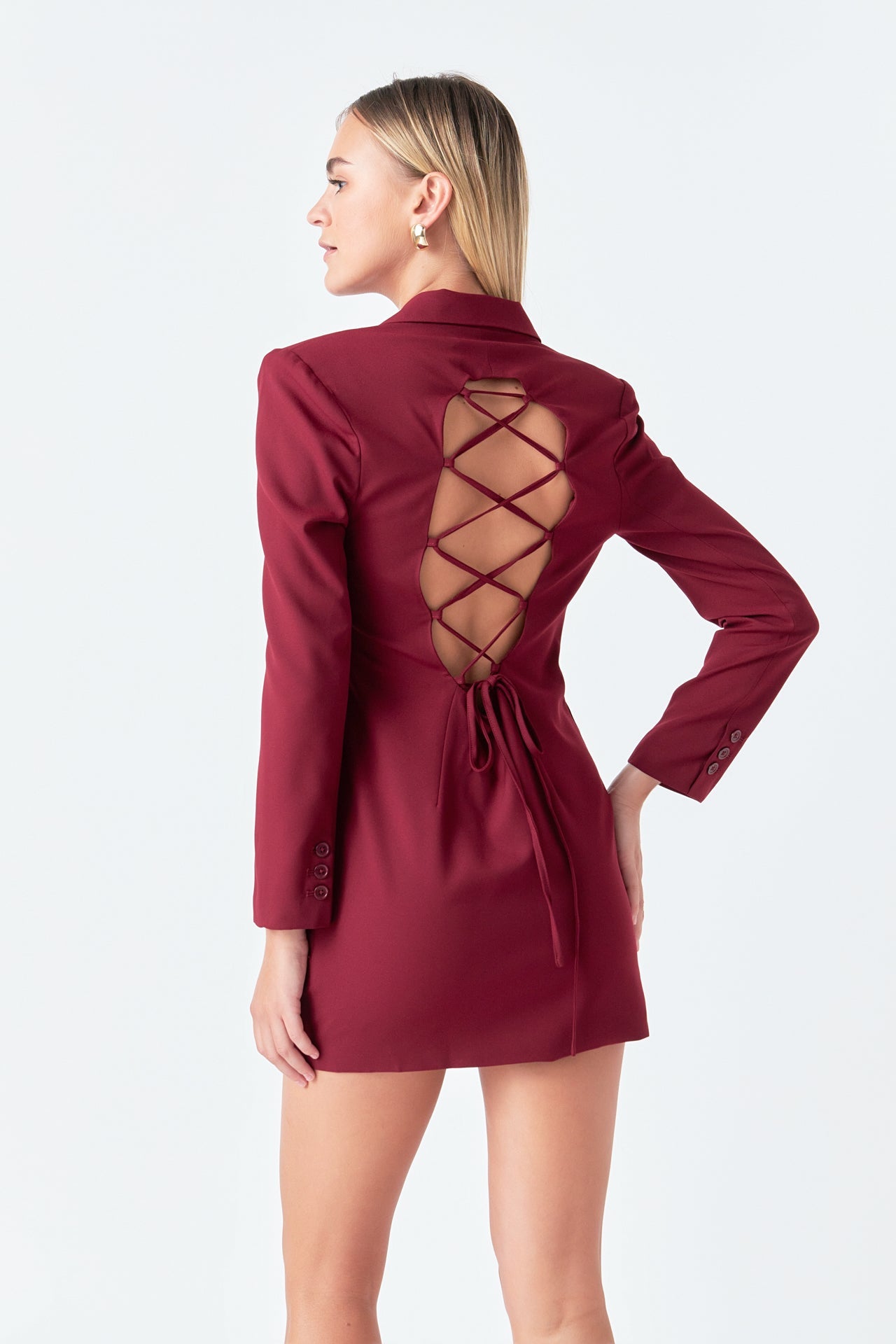 ENDLESS ROSE - Collared Dress with Open Back Detail - DRESSES available at Objectrare