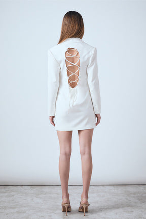 ENDLESS ROSE - Collared Dress with Open Back Detail - DRESSES available at Objectrare