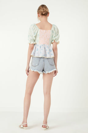 FREE THE ROSES - Free The Roses - Color Block Eyelet Top - TOPS available at Objectrare